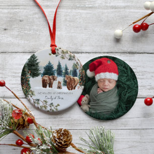Cerámica Familia de Tres   Primer Adorno de Navidad