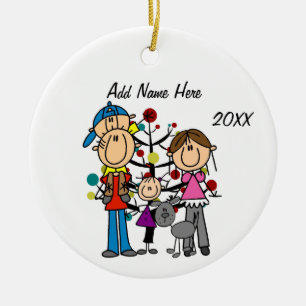Cerámica Familia Personalizado de 4 con adorno de perro