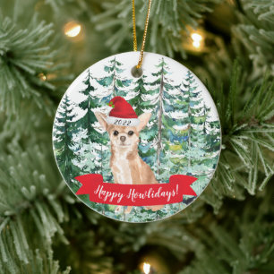 Cerámica Feliz Navidad Chihuahua Perro Adorno de Navidad