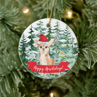 Cerámica Feliz Navidad Chihuahua Perro Adorno de Navidad