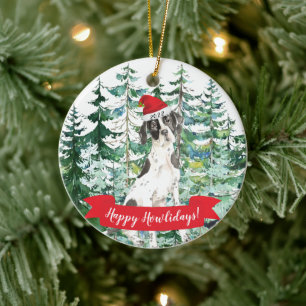 Cerámica Feliz Navidad en Inglés Pointer Adorno de Navidad