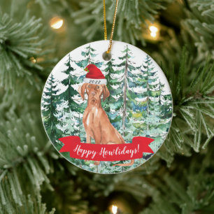 Cerámica Feliz Navidad Vizsla Adorno de Navidad Húngaro