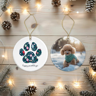 Cerámica Feliz Pawlidays Navidad Adorno de Foto para Amante
