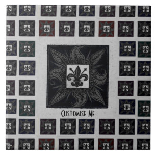 Cerámica Fleur de Lis (negro), antiguo azulejo