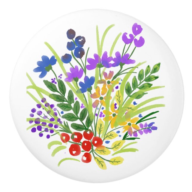 Cerámica Flores acuáticas 105 Personalizado Pomo de cerámic (Anverso)
