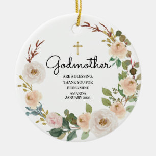 Cerámica Flores blancas adorno de Madrina personalizada