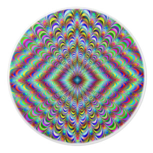 Cerámica Funky pomo de cajón de arco iris fractal