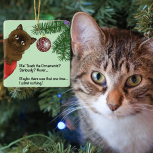 Cerámica Gato de adorno de Navidad marrón