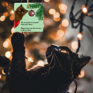 Cerámica Gato de adorno de Navidad marrón