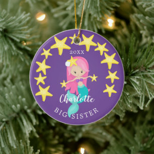 Cerámica Hermana mayor adorable sirena adorno de Navidad