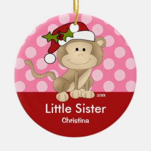 Cerámica Hermana pequeña de mono Santa Adorno de Navidad