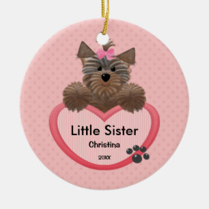 Cerámica Hermana pequeña Sweet Yorkie Adorno de Navidad