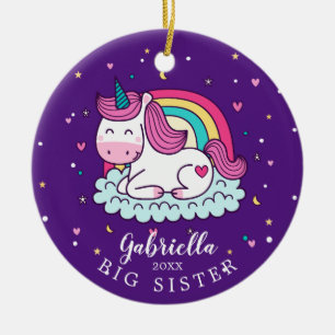 Cerámica Hermoso Unicornio Hermana Mayor Adorno de Navidad