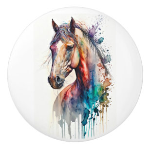 Cerámica Hermoso y colorido pomo de caballo y arrastre