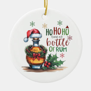 Cerámica Ho Ho Ho Y Una Botella De Ron Adorno