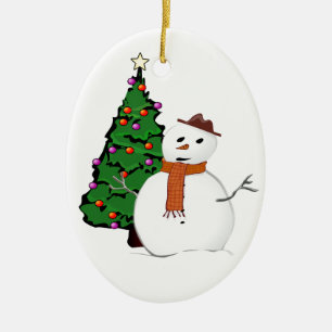 Cerámica Hombre de nieve y adorno de árbol de Navidad