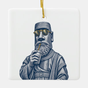 Cerámica Hombre de Piedra Genial Adorno Negro Arte Vintage