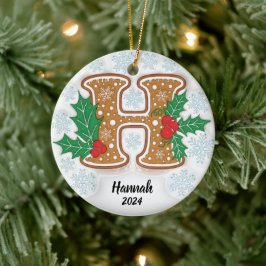 Cerámica Letra H Adorno de Navidad con Nombre Personalizado