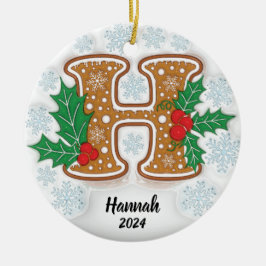 Cerámica Letra H Adorno de Navidad con Nombre Personalizado