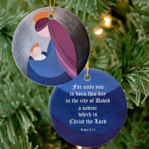Cerámica Madonna y Niño - Lucas 2:11 adorno de Navidad