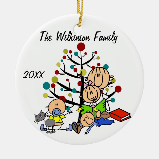 Cerámica Mamá con Chica, 2 bebés, un adorno de festividad p (Frente)