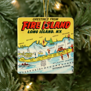 Cerámica Mapa colorido de Fire Island como adorno