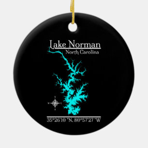 Cerámica Mapa de Lake Norman Carolina del Norte Adorno de C