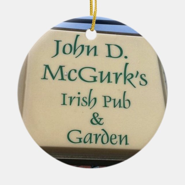 Cerámica McGurk's, St. Louis, pub irlandés, adorno de Navid (Frente)