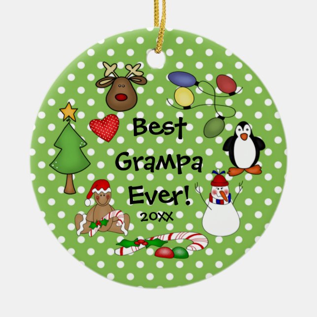 Cerámica Mejor Adorno de Navidad Grampa de Todos los Tiempo (Frente)