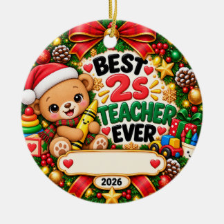 Cerámica Mejor maestro de 2 años adorno de Navidad 2026