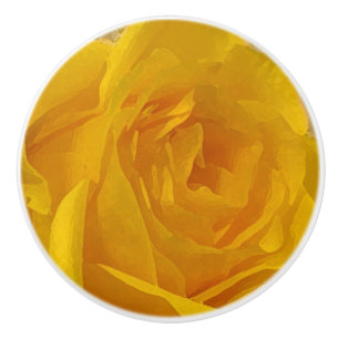 Cerámica Melocotones de flores de rosa amarillo Pomo cerámi