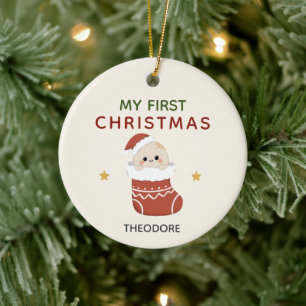 Cerámica Mi Primer Navidad Adorno de Huevo Pequeño