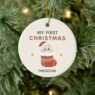Cerámica Mi Primer Navidad Adorno de Huevo Pequeño