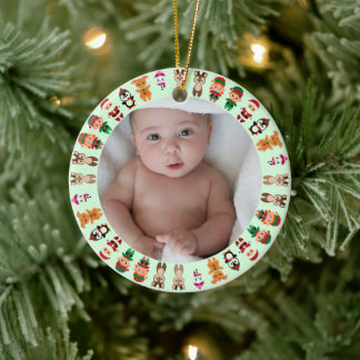 Cerámica Mi primera foto de bebé de Navidad Nombre Adorno d