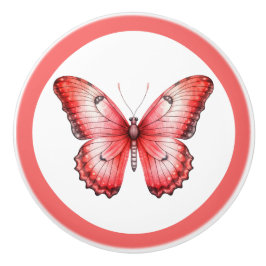 Cerámica Moderno pomo de Chica de mariposa roja