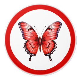 Cerámica Moderno pomo de Chica de mariposa roja