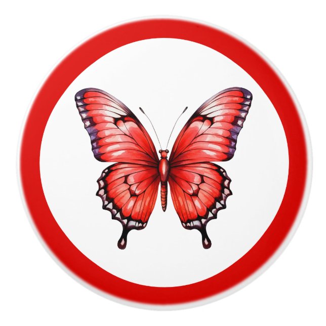 Cerámica Moderno pomo de Chica de mariposa roja (Anverso)