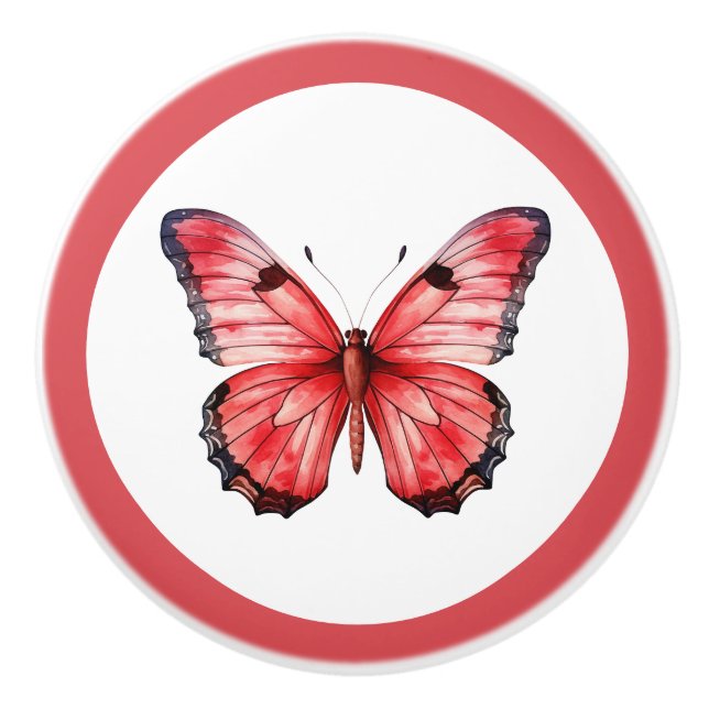 Cerámica Moderno pomo de Chica de mariposa roja (Anverso)