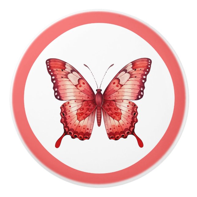 Cerámica Moderno pomo de Chica de mariposa roja (Anverso)