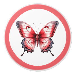 Cerámica Moderno pomo de Chica de mariposa roja