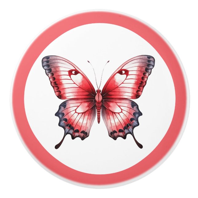 Cerámica Moderno pomo de Chica de mariposa roja (Anverso)