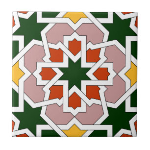 Cerámica Mosaico 01 de azulejo marroquí verde y rojo en