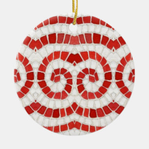 Cerámica MOSAICO IÓNICO ROJO Adorno de Círculo Cerámico