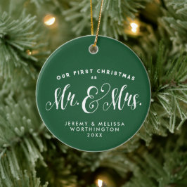 Cerámica Nuestro primer adorno de fotos verdes de Navidad r