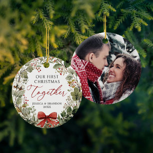 Cerámica Nuestro Primer Navidad Juntos Adorno de Foto