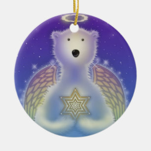 Cerámica Oso Polar Sosteniendo Adorno de Estrella