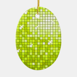 Cerámica Ovalado de adorno de Disco Tiles Lime
