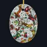 Cerámica Ovalado de adorno de Snowmen dulce<br><div class="desc">Un diseño festivo con una mezcla de encantadores hombres de nieve de chocolate con envolturas de Relieve metalizado de colores vivos. Ornamento con un diseño de personalizable blanco, púrpura, rojo, azul, dorado y verde para que usted pueda personalizar con su propio texto, imágenes e ideas. Creado usando una fotografía original...</div>