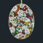 Cerámica Ovalado de adorno de Snowmen dulce<br><div class="desc">Un diseño festivo con una mezcla de encantadores hombres de nieve de chocolate con envolturas de Relieve metalizado de colores vivos. Ornamento con un diseño de personalizable blanco, púrpura, rojo, azul, dorado y verde para que usted pueda personalizar con su propio texto, imágenes e ideas. Creado usando una fotografía original...</div>