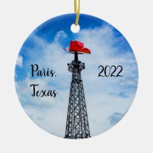 Cerámica París, Texas - Adorno de sombrero vaquero rojo